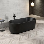 Zeza Nuo Vrijstaand Bad - 170x80x58cm - ribbel - met afvoer - mat zwart 7102_MB