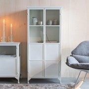 Witte Kast Van Ijzer En Glas - 68x35x150cm.