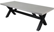 Glasgow betonlook dining tuintafel 250x100xH76 cm zwart onderstel