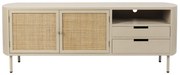 Beige Tv-meubel Met Rotan - 150x38x55cm.