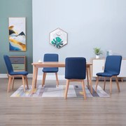 vidaXL Eetkamerstoelen 4 st stof en massief eikenhout blauw