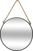 Atmosphera zwarte Spiegel met Hennepen Hanger - D38 cm