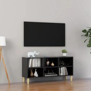 vidaXL Tv-meubel met houten poten 103,5x30x50 cm hoogglans zwart