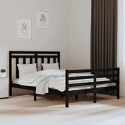 vidaXL Bedframe massief hout zwart 150x200 cm 5FT King Size