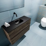 Mondiaz Ada 80cm toiletmeubel dark brown met wastafel urban midden zonder kraangat