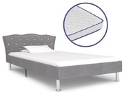 vidaXL Bed met traagschuim matras stof lichtgrijs 90x200 cm