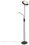 Vloerlamp zwart incl. LED en dimmer met leeslamp - Fez