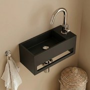 Saniclear Bali mat zwarte solid surface fontein 36x20cm rechts