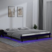 vidaXL Bedframe LED massief hout zwart 150x200 cm 5FT King Size