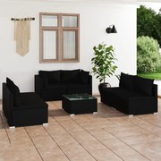 vidaXL 7-delige Loungeset met kussens poly rattan zwart