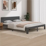 vidaXL Bedframe massief grenenhout grijs 160x200 cm