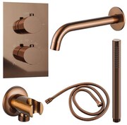 Fortifura Calvi Badkraan set - uitloop - 22cm inkortbaar - metalen slang - staafhanddouche - inbouwdeel - wandhouder - geborsteld koper PVD SW970045/SW970048/SW970038/SW1122515/SW970046