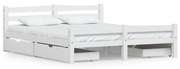 vidaXL Bedframe met 4 lades massief grenenhout wit 160x200 cm