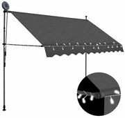 vidaXL Luifel handmatig uitschuifbaar met LED 300 cm antracietkleurig