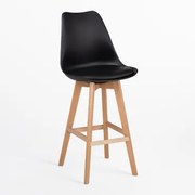 Nordic Hoge Kruk Met Kunstleren Kussen Zwart & ↑75 Cm - Sklum
