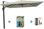 Nesling Coolfit zweefparasol 3x3 - wit - ingraafvoet en hoes