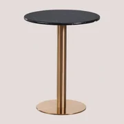 Ronde Bartafel In Marmer Cosmopolitan Zwart Marmer & Ø60 Cm & Roségoud - Sklum