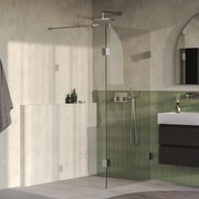 Brauer Void profielloze inloopdouche 90cm met 30cm zijwand RVS geborsteld PVD