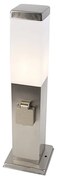 Buitenlamp staal incl stopcontact IP44- Malios met grondpin en kabelmof