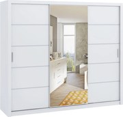 Kledingkast Catromi 111, Wit, 215x250x62cm, 230 kg, Kledingkast deuren: Schuivend, Aantal planken: 9, Aantal planken: 9