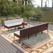 vidaXL 8-delige Loungeset met kussens poly rattan bruin