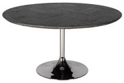 Richmond Interiors Blackbone Silver Ronde Eettafel Zwart Visgraat Met Zilver - 140 X 140cm.