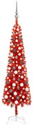 vidaXL Kerstboom met LED's en kerstballen smal 150 cm rood