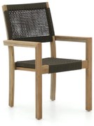 Dining tuinstoel |   ROUGH Batang | Rope (touw) | Groen/Old Teak | Stapelbaar | Kees Smit Tuinmeubelen