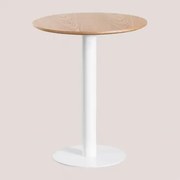 Ronde Barkruk Van Mdf Xiren Natuurlijk Houtbruin - Wit & Ø60 Cm - Sklum