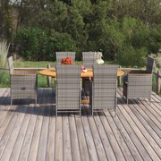 vidaXL 7-delige Tuinset poly rattan grijs