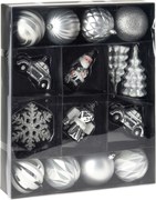 Christmas Decoration set van 20 plastic kerstornamenten - zilver