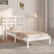 vidaXL Bedframe massief hout wit 75x190 cm 2FT6 Small Single