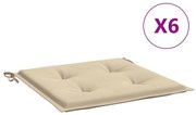 vidaXL Tuinstoelkussens 6 st 40x40x3 cm stof beige