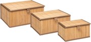 5Five Bamboe Opbergmandjes - Set van 3 - Zwart & Natuur - Stapelbaar