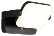 Buiten wandlamp zwart incl. LED verstelbaar met bewegingssensor - Kamile