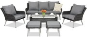 Garden Point antraciet Bilbao Coffee 5 tuinmeubelen + 2 poefs