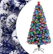 vidaXL Kunstkerstboom met LED 120 cm glasvezel wit en blauw