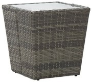 vidaXL Theetafel 41,5x41,5x43 cm poly rattan en gehard glas grijs