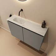 Mondiaz Ture DLux toiletmeubel 80cm smoke met wastafel opalo links zonder kraangat