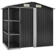 vidaXL Tuinschuur met rek 205x130x183 cm ijzer antraciet