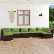 vidaXL 7-delige Loungeset met kussens poly rattan bruin