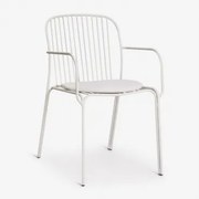 Pack Van 2 Tuinstoelen Met Armleuningen Van Staal Anerina Gardenia Wit & Grijsachtig Wit - Sklum