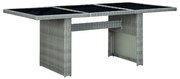 vidaXL Tuintafel poly rattan en gehard glas lichtgrijs