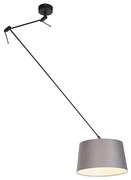 Hanglamp zwart met linnen kap antraciet 35 cm - Blitz Landelijk / Rustiek, Modern E27 cilinder / rond rond Binnenverlichting Lamp