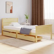 vidaXL Bedframe met 2 lades massief grenenhout 90x200 cm