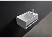 Ideavit Solidcube Wastafel 50x30x20cm rechthoek 1 kraangat 1 wasbak met handdoekhouder Solid surface wit 277033