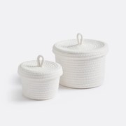 Set van 2 katoenen manden met deksel, Kesia