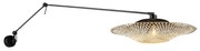 Wandlamp zwart met rotan kap 50 cm verstelbaar - Blitz