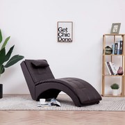 vidaXL Chaise longue met kussen kunstleer bruin