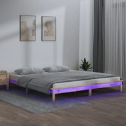 vidaXL Bedframe LED massief hout 140x200 cm